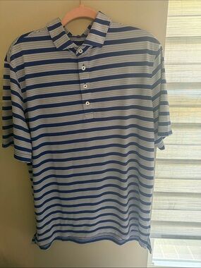 Stitch men’s golf Blue and White Striped Polo Shirt size M/L